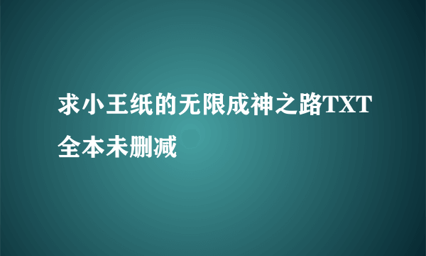 求小王纸的无限成神之路TXT全本未删减