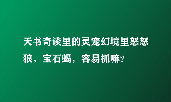 天书奇谈里的灵宠幻境里怒怒狼，宝石蝎，容易抓嘛？