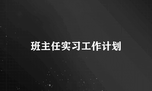 班主任实习工作计划