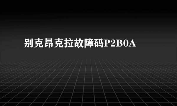 别克昂克拉故障码P2B0A