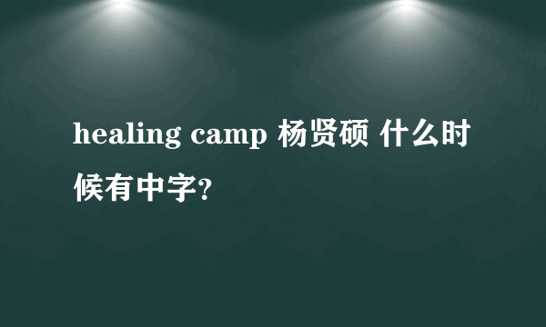 healing camp 杨贤硕 什么时候有中字？