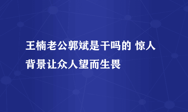 王楠老公郭斌是干吗的 惊人背景让众人望而生畏