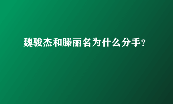 魏骏杰和滕丽名为什么分手？