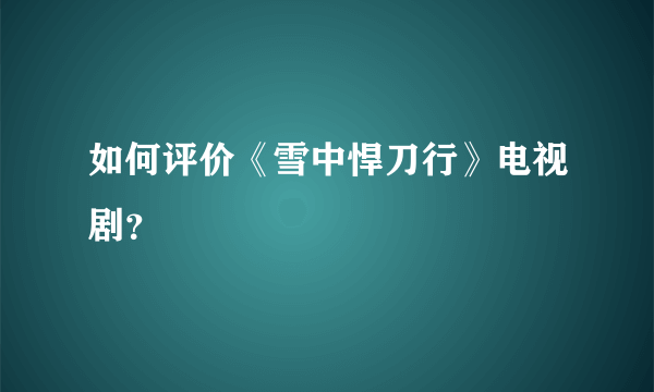 如何评价《雪中悍刀行》电视剧？