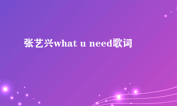 张艺兴what u need歌词