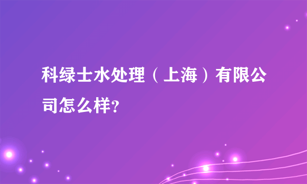 科绿士水处理（上海）有限公司怎么样？