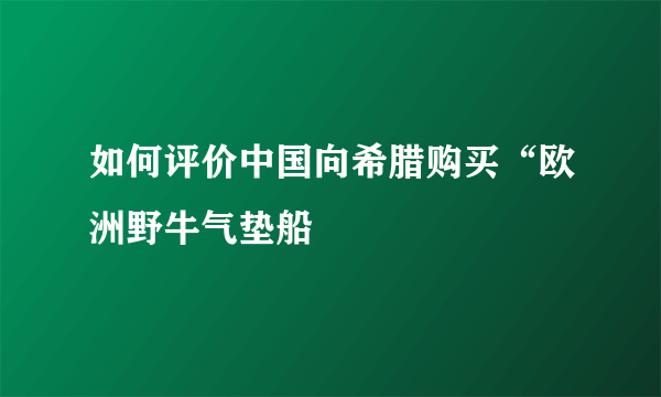 如何评价中国向希腊购买“欧洲野牛气垫船