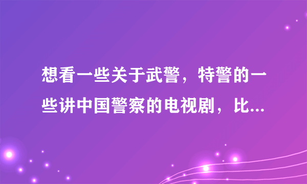 想看一些关于武警，特警的一些讲中国警察的电视剧，比如像鹰隼大队，武装特警……