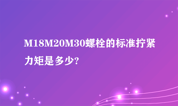 M18M20M30螺栓的标准拧紧力矩是多少?