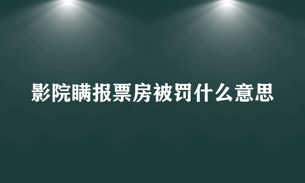 影院瞒报票房被罚什么意思