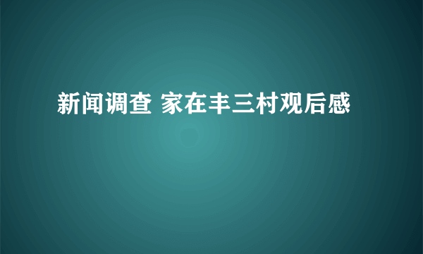 新闻调查 家在丰三村观后感