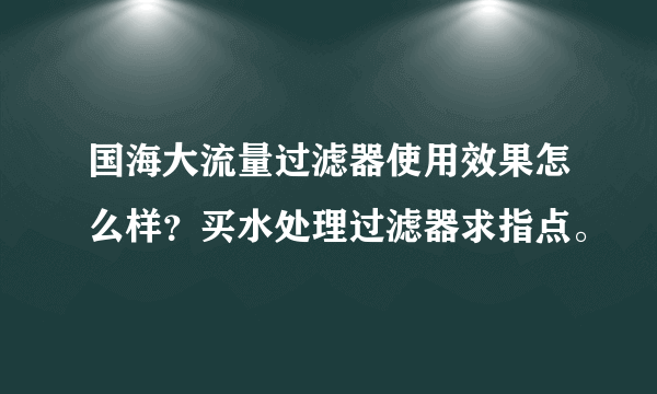 国海大流量过滤器使用效果怎么样？买水处理过滤器求指点。