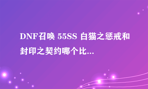 DNF召唤 55SS 白猫之惩戒和封印之契约哪个比较适合召唤用