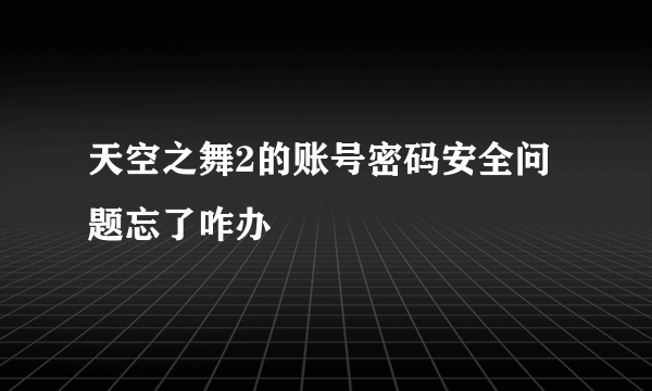 天空之舞2的账号密码安全问题忘了咋办