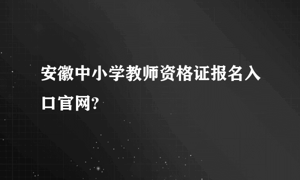 安徽中小学教师资格证报名入口官网?