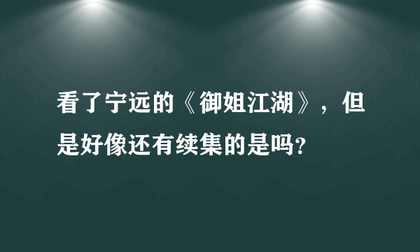 看了宁远的《御姐江湖》，但是好像还有续集的是吗？