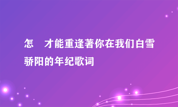 怎麼才能重逢著你在我们白雪骄阳的年纪歌词