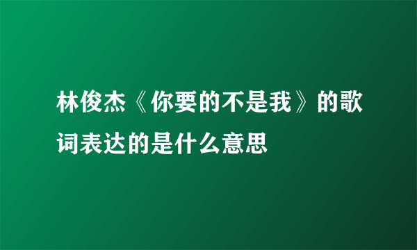 林俊杰《你要的不是我》的歌词表达的是什么意思