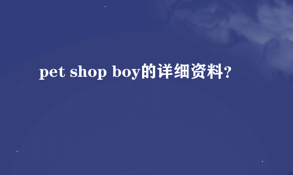 pet shop boy的详细资料？