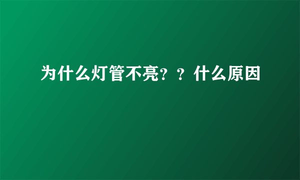 为什么灯管不亮？？什么原因