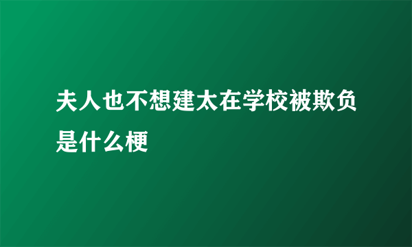 夫人也不想建太在学校被欺负是什么梗