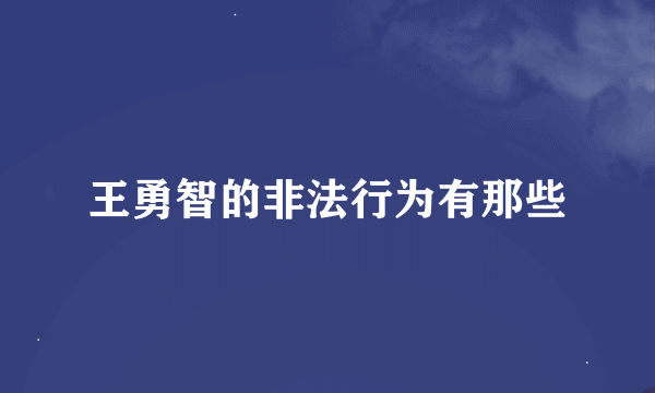 王勇智的非法行为有那些