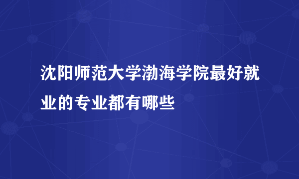 沈阳师范大学渤海学院最好就业的专业都有哪些