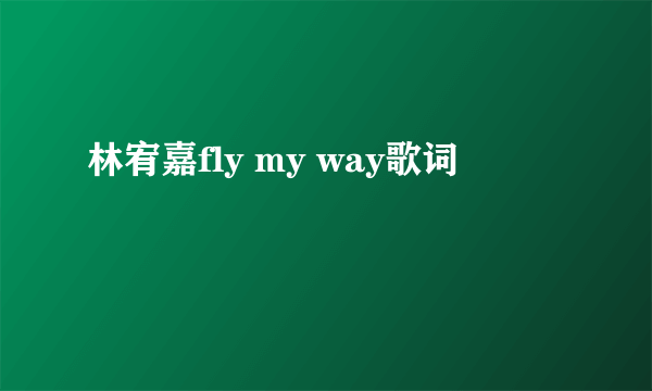 林宥嘉fly my way歌词