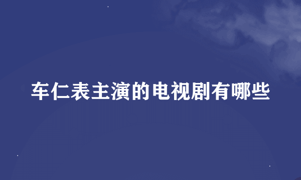 车仁表主演的电视剧有哪些