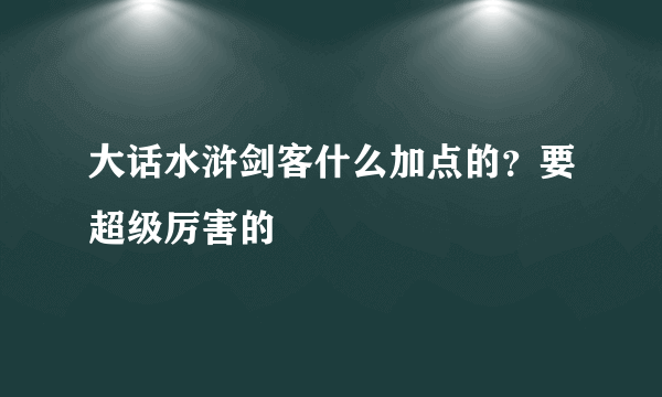 大话水浒剑客什么加点的？要超级厉害的