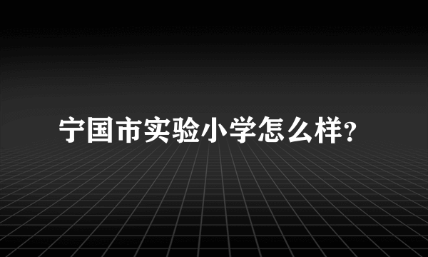 宁国市实验小学怎么样？