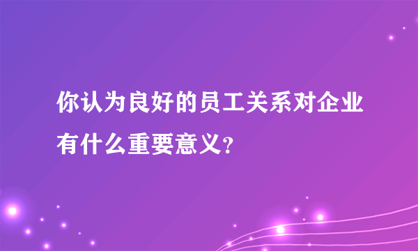 你认为良好的员工关系对企业有什么重要意义？