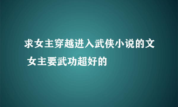 求女主穿越进入武侠小说的文 女主要武功超好的