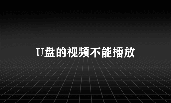 U盘的视频不能播放