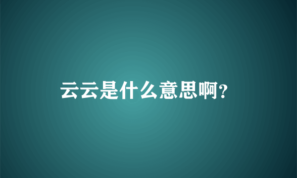 云云是什么意思啊？