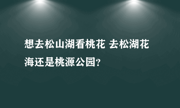 想去松山湖看桃花 去松湖花海还是桃源公园？