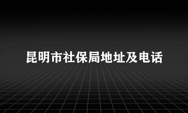 昆明市社保局地址及电话