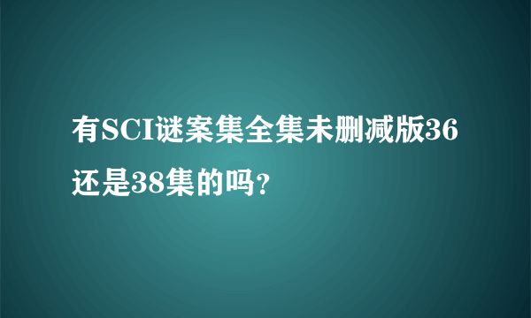 有SCI谜案集全集未删减版36还是38集的吗？