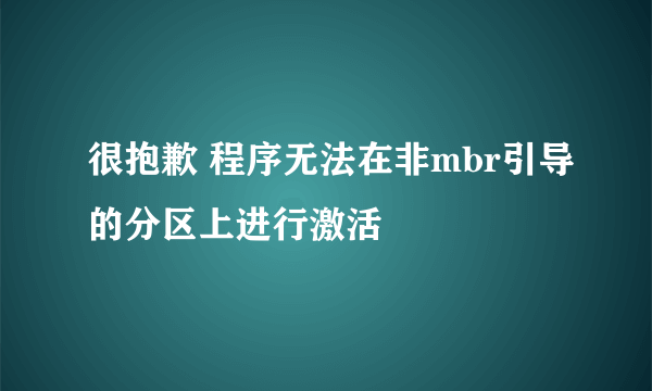 很抱歉 程序无法在非mbr引导的分区上进行激活