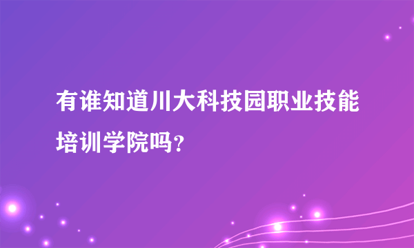 有谁知道川大科技园职业技能培训学院吗？