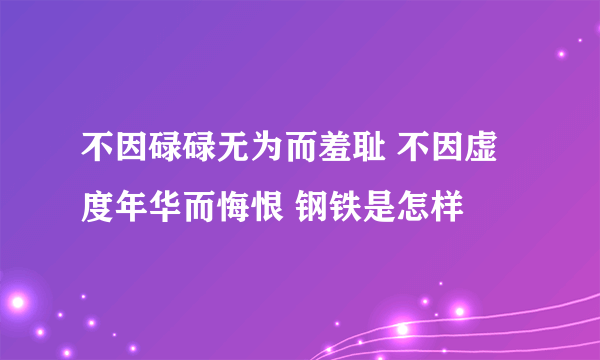 不因碌碌无为而羞耻 不因虚度年华而悔恨 钢铁是怎样