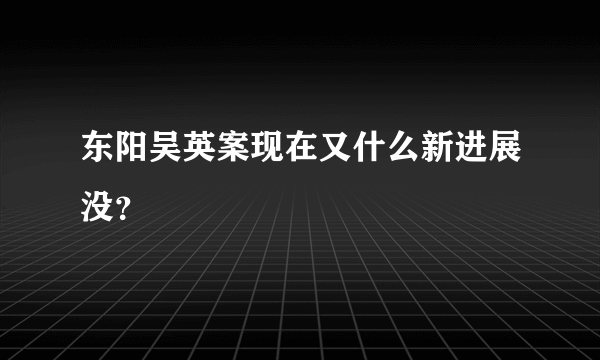 东阳吴英案现在又什么新进展没？